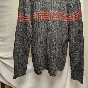 3for$35 Whispering Smith grey red knit sweater large long sleeve stripes